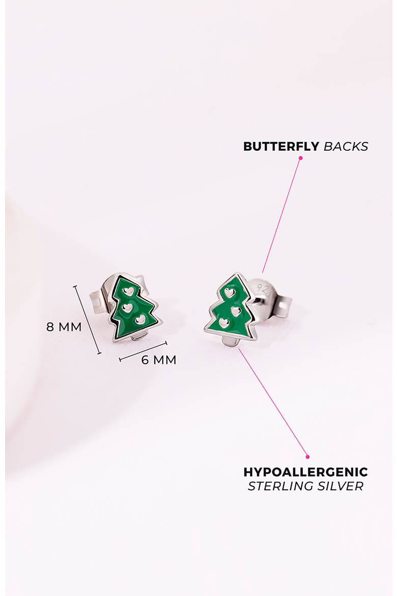 Festive Christmas Tree Earrings, Alternate, color, Green
