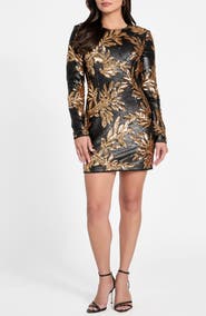 Marciano Daisy Sequin Long Sleeve Minidress