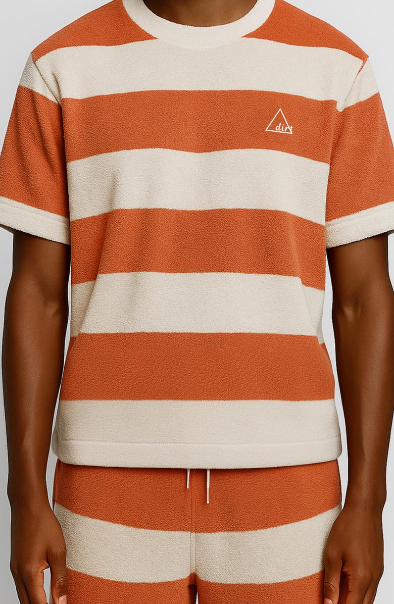 D.RT Classic Stripe Terry T-Shirt, Alternate, color, White / Pink