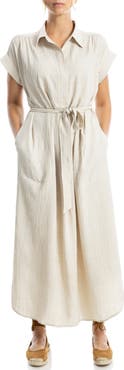 MAX STUDIO Textured Short Sleeve Maxi Shirtdress
