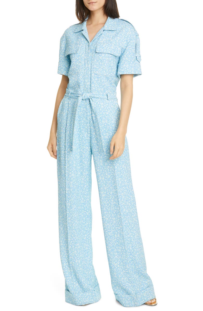 Simkhai Jonathan Simkhai Owen Ditsy Floral Print Crepe Jumpsuit, Main, color, 