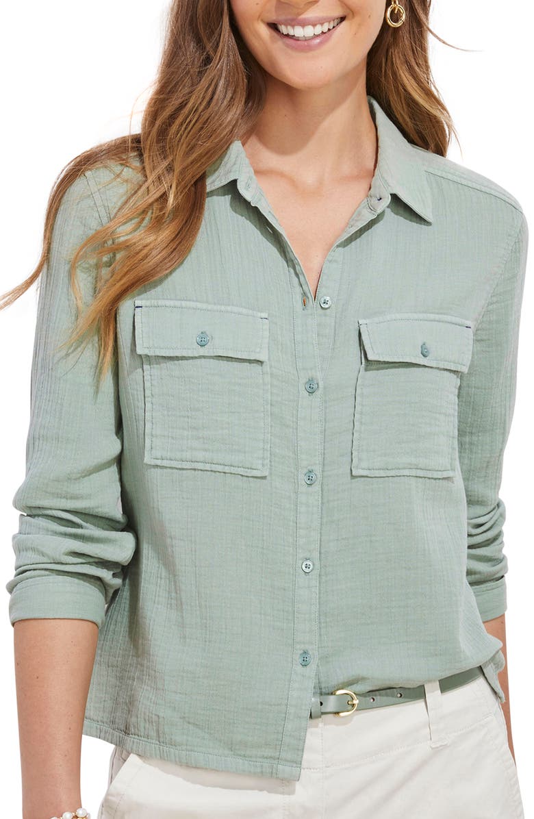 vineyard vines Camp Gauze Button-Up Shirt, Main, color,