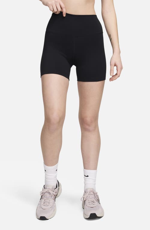 Shop Nike One Elemental Dri-fit High Waist Bike Shorts In Black/black