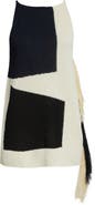 Proenza Schouler Saskia Colorblock Intarsia Textured Fringe Midi Sweater