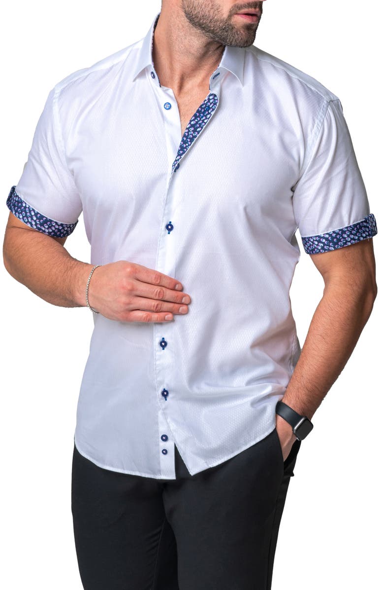 Maceoo Galileo Coup Short Sleeve Cotton Button-Up Shirt, Main, color, 