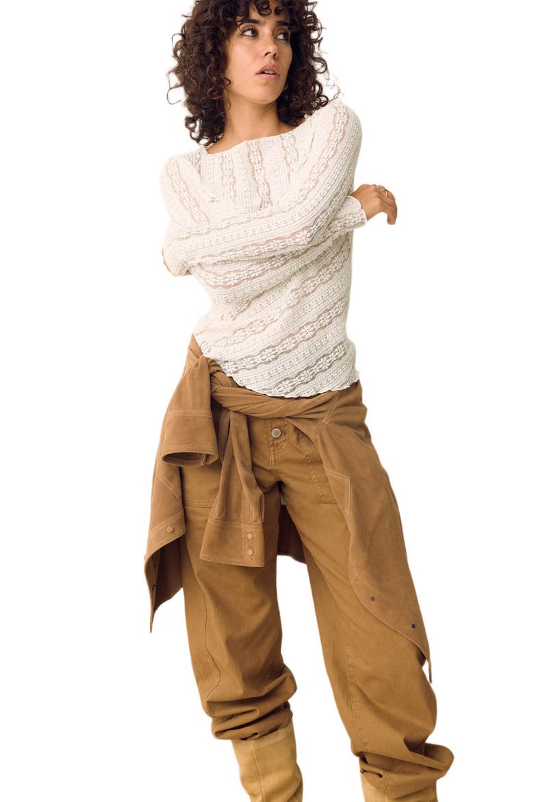 Lace Long Sleeve Top, Alternate, color, CREAM