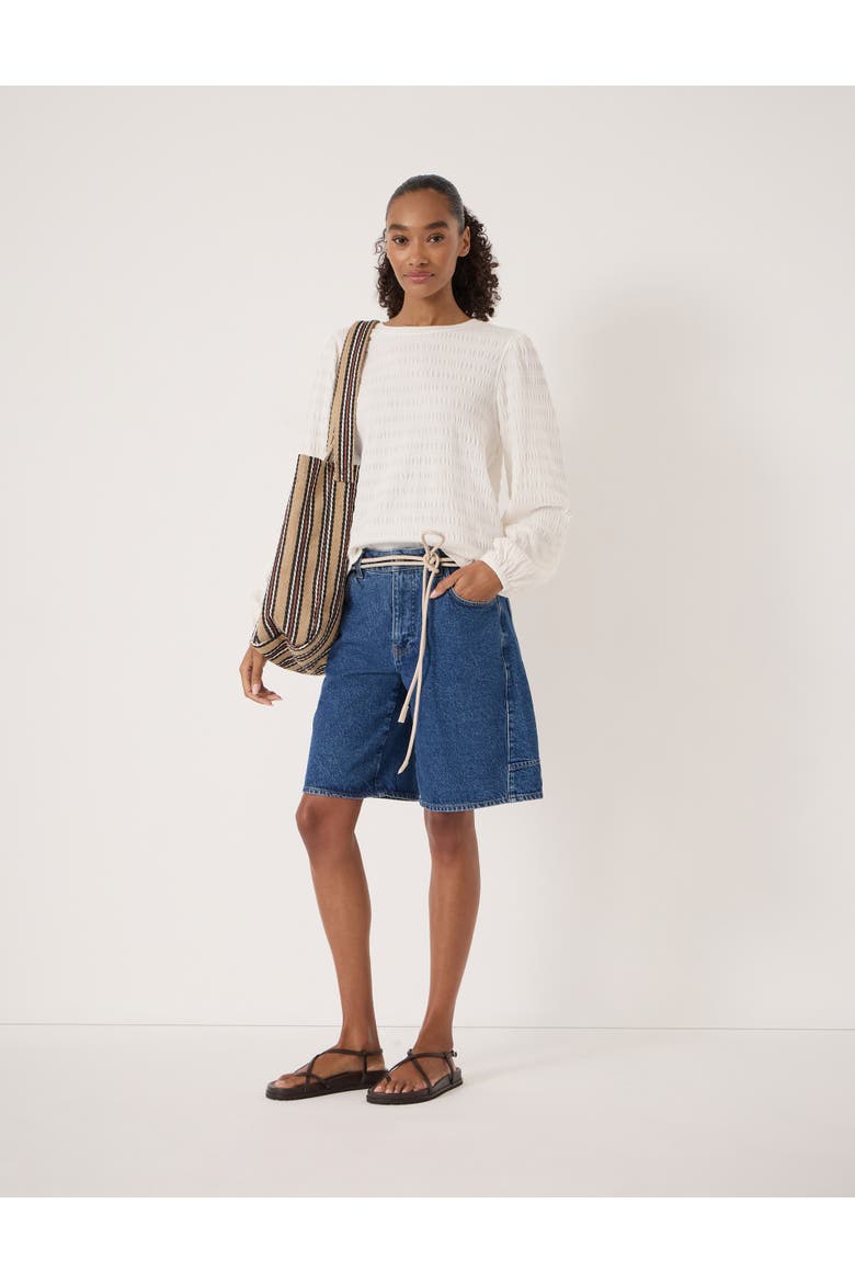 Thalia Seersucker Top, Alternate, color, Stone White