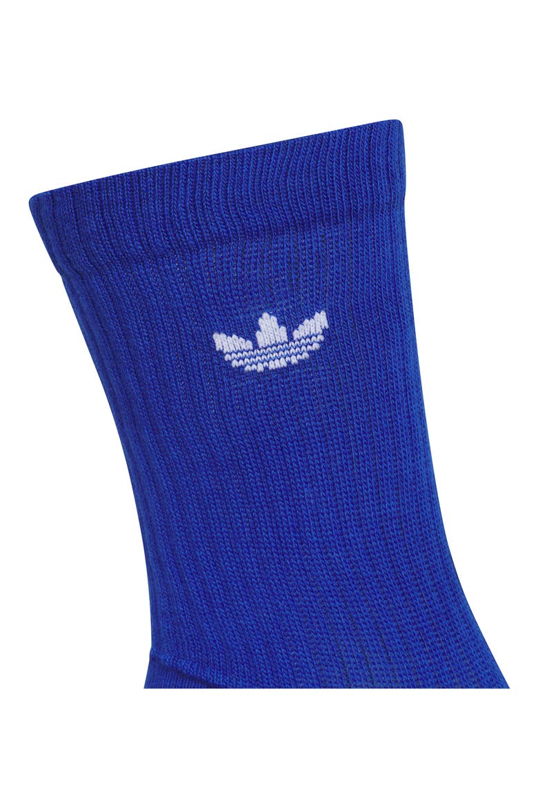 Gender Inclusive Originals Trefoil 3-Pack Rib Crew Socks, Alternate, color, ROYAL BLUE/ WHITE GREY/ GREEN