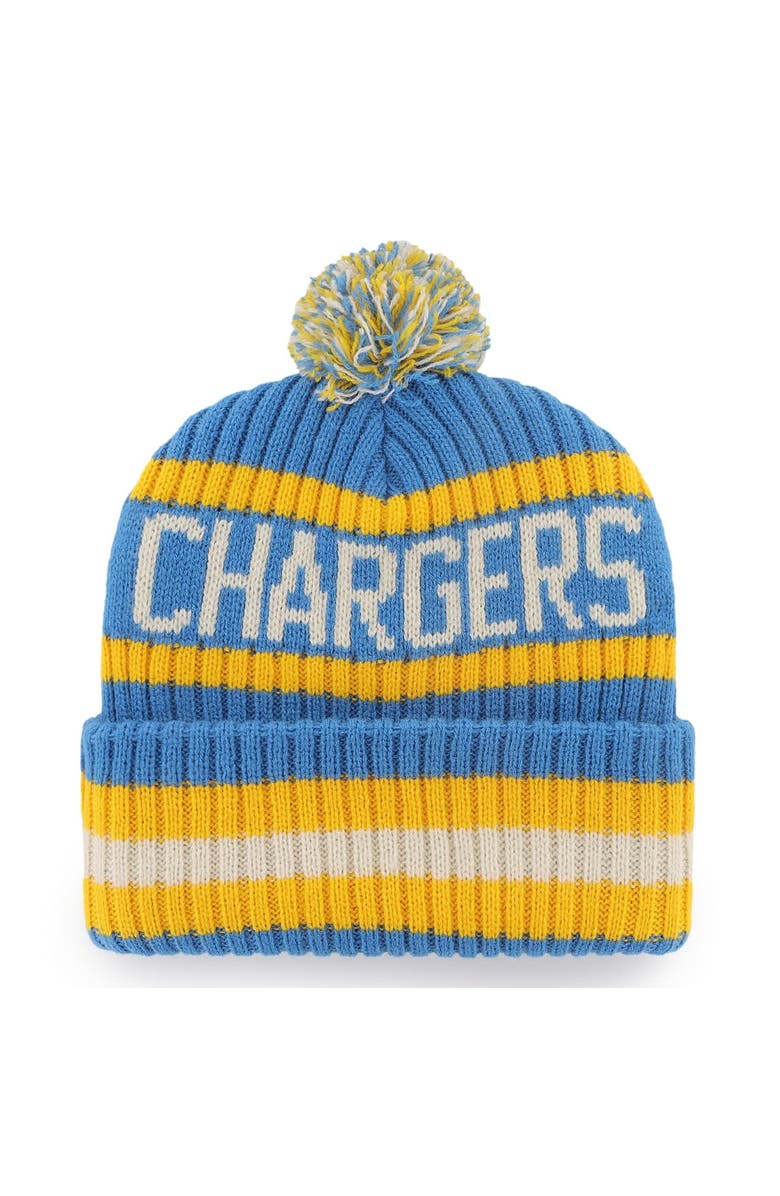 '47 Men's '47  Powder Blue Los Angeles Chargers Bering Cuffed Knit Hat with Pom, Alternate, color, 