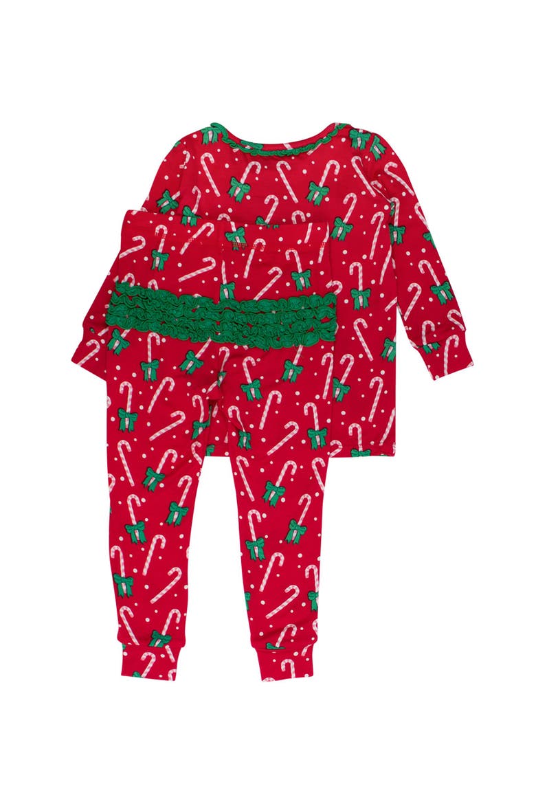 Ruffle Long Sleeve Pajama Set, Signature Rear Ruffles, Alternate, color, Candy Cane Cutie