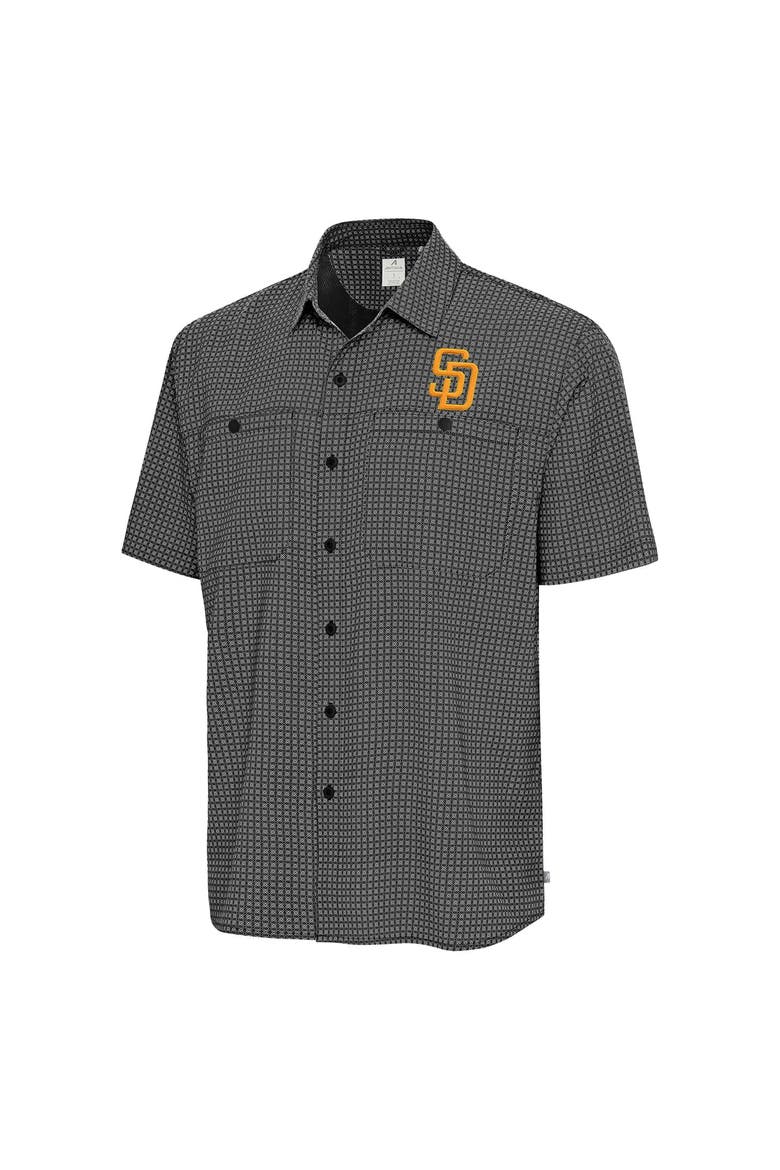 Men's Antigua Black San Diego Padres Mosaic Button-Up Shirt, Alternate, color, Black