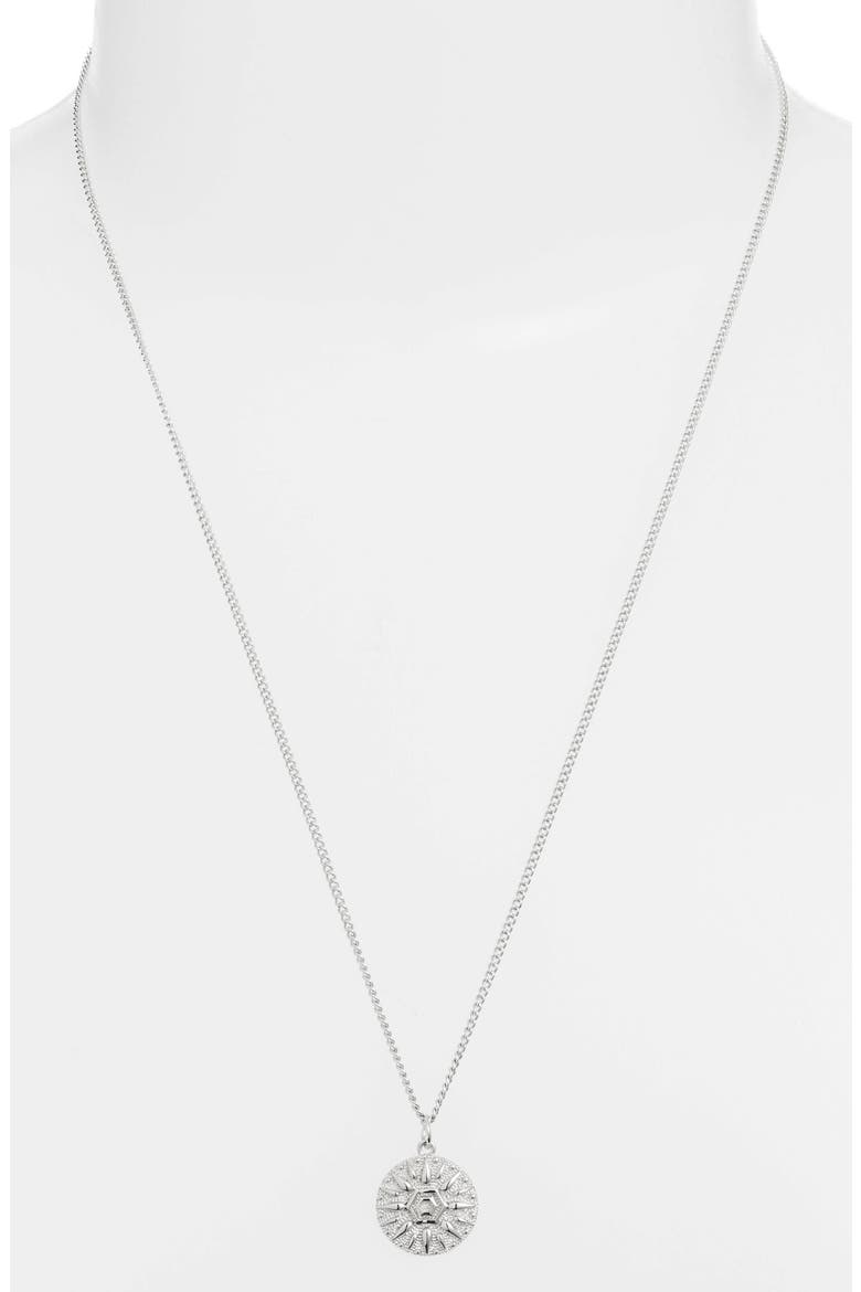 Sun Disk Pendant Necklace, Alternate, color, SILVER
