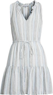 Rails Albany Stripe Tiered Linen Blend Minidress