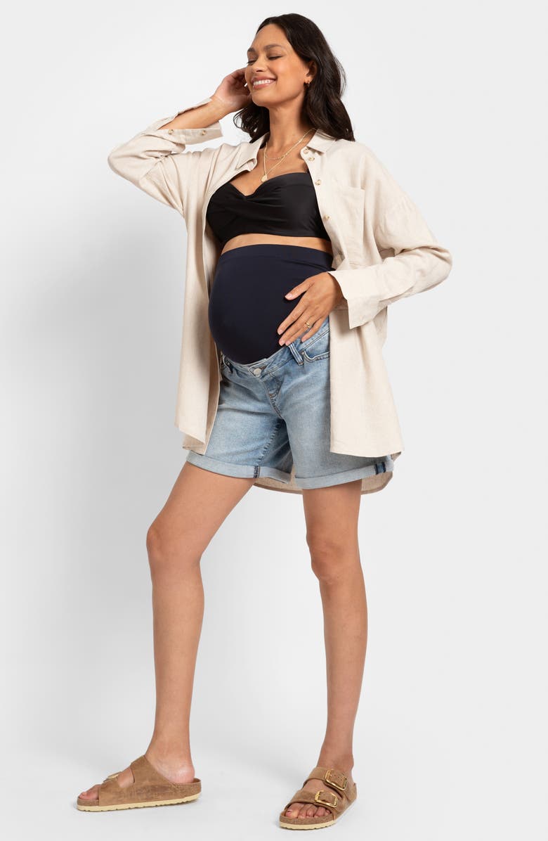 Seraphine Over the Bump Denim Maternity Shorts, Alternate, color, Light Vintage