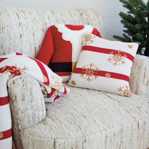 Santa Coat Velvet Pillow with Faux Fur Trim