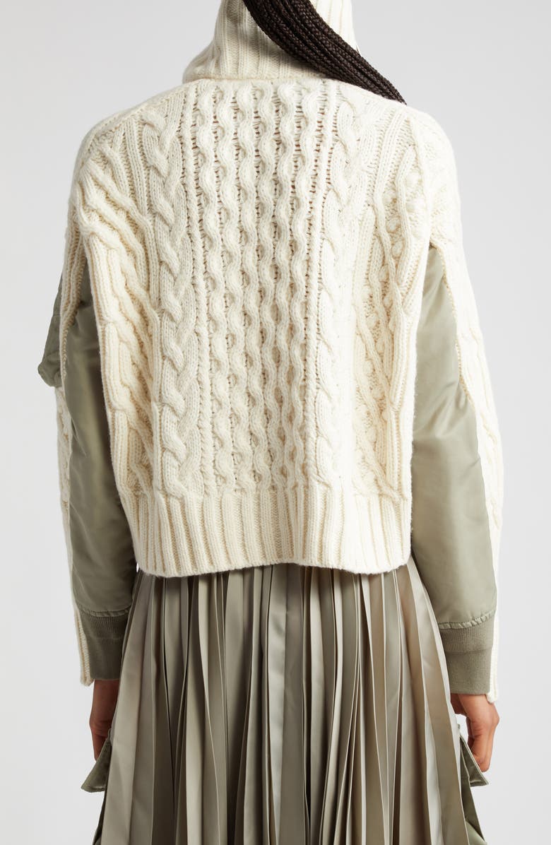 Sacai Nylon Twill & Wool Blend Knit Blouson Jacket, Alternate, color, 