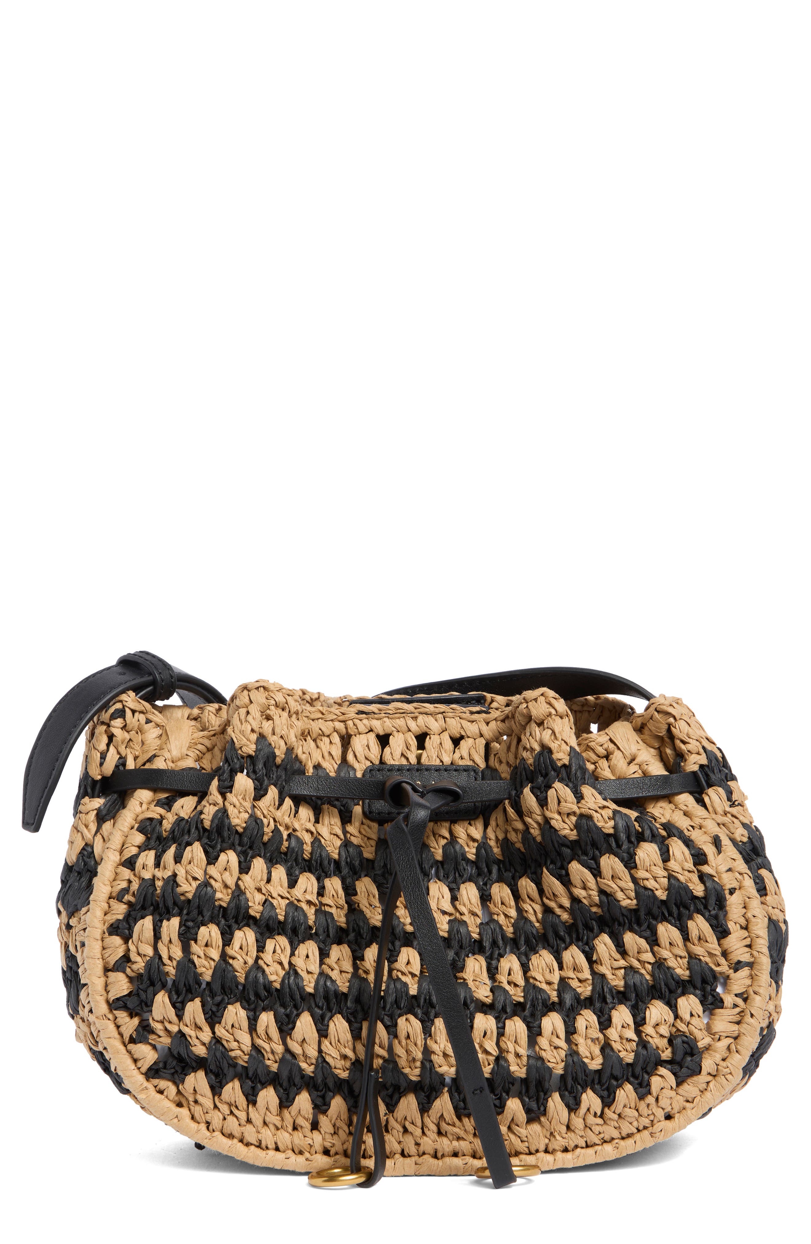 rag & bone River Raffia Crossbody Bag, Main, color, Black Mult
