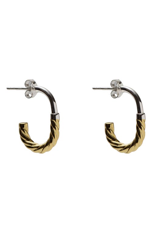 Argento Vivo Sterling Silver Small Textured J-shaped Hoop Earrings In Brown