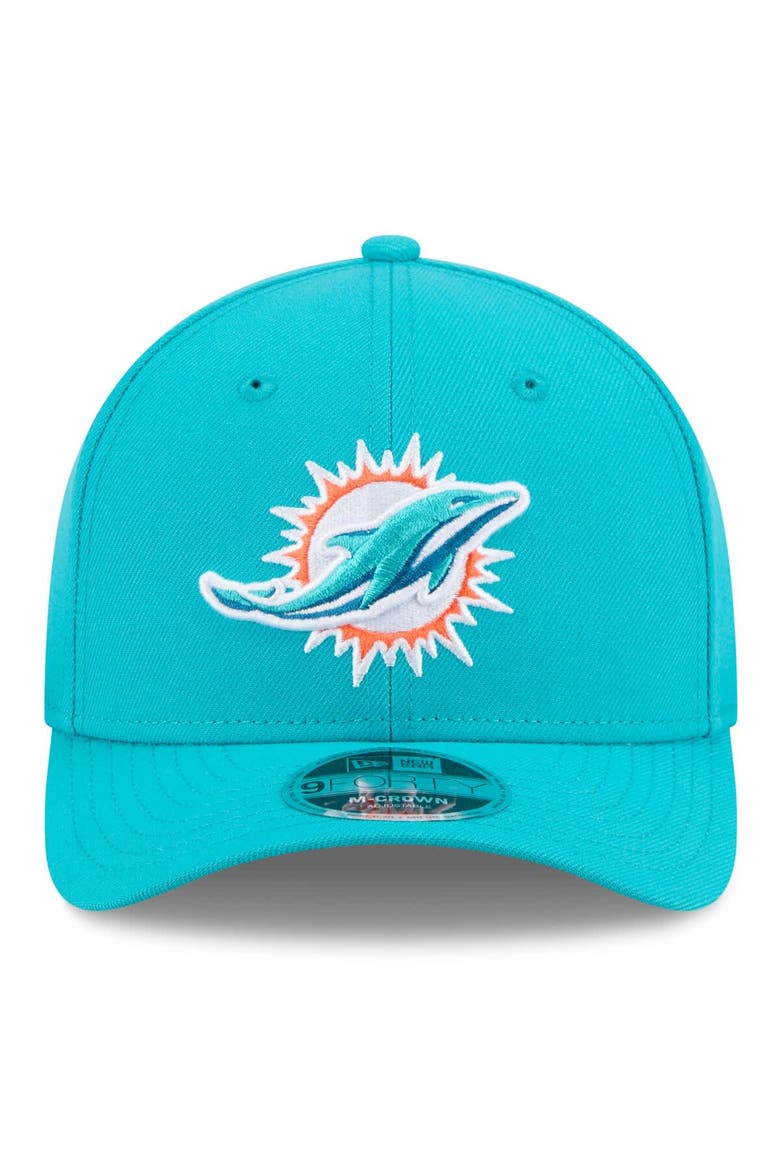 Men's New Era  Aqua Miami Dolphins Spain Side Patch 9FORTY M-Crown Adjustable Hat, Alternate, color, Aqua