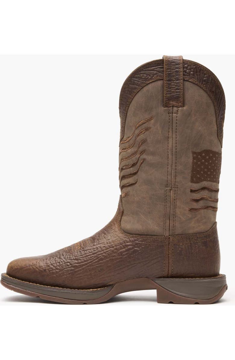 DURANGO Brown Distressed Flag Embroidery Western Boot, Alternate, color, Acorn