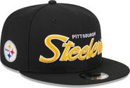 New Era Men's New Era Black Pittsburgh Steelers Main Script 9FIFTY Snapback Hat