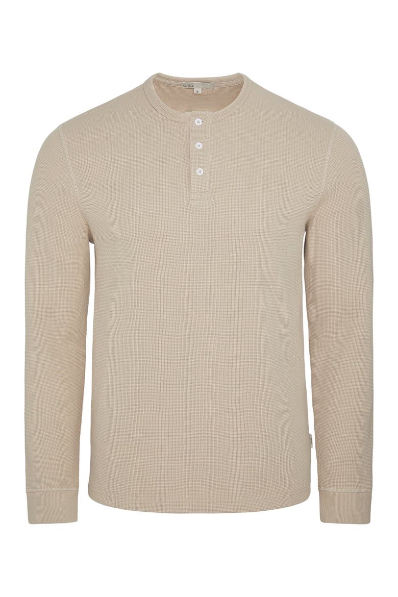Heavyweight Cotton Waffle Henley Sweatshirt, Alternate, color, SAND