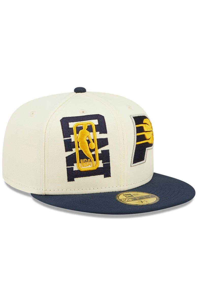 New Era Men's New Era Cream/Navy Indiana Pacers 2022 NBA Draft 59FIFTY Fitted Hat, Alternate, color, 