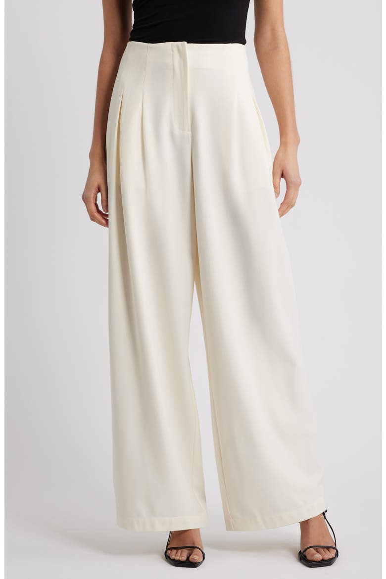 Mischa Clean Waist Pleated Wide Leg Pants, Main, color, CREAM