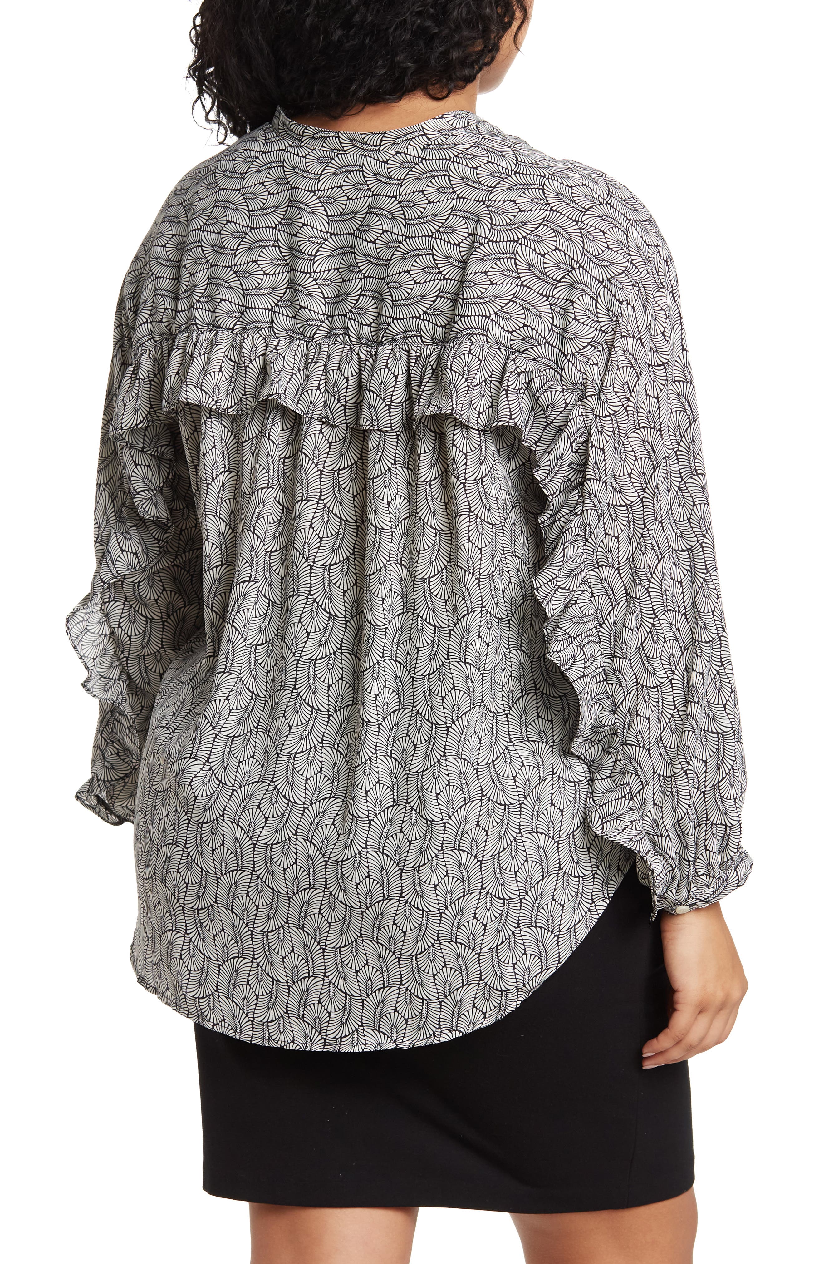 MAX STUDIO Ruffle Back Long Sleeve Blouse (Women) | Nordstrom