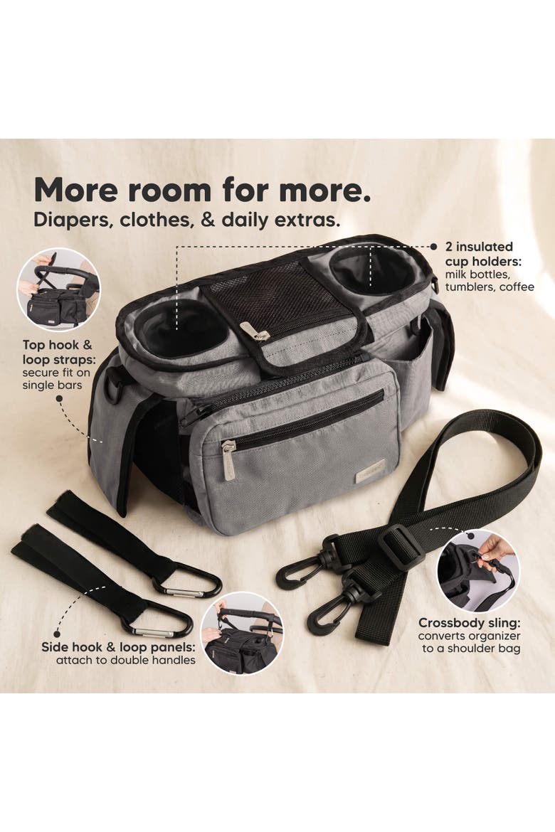Stash Stroller Organizer, Alternate, color, Classic Gray