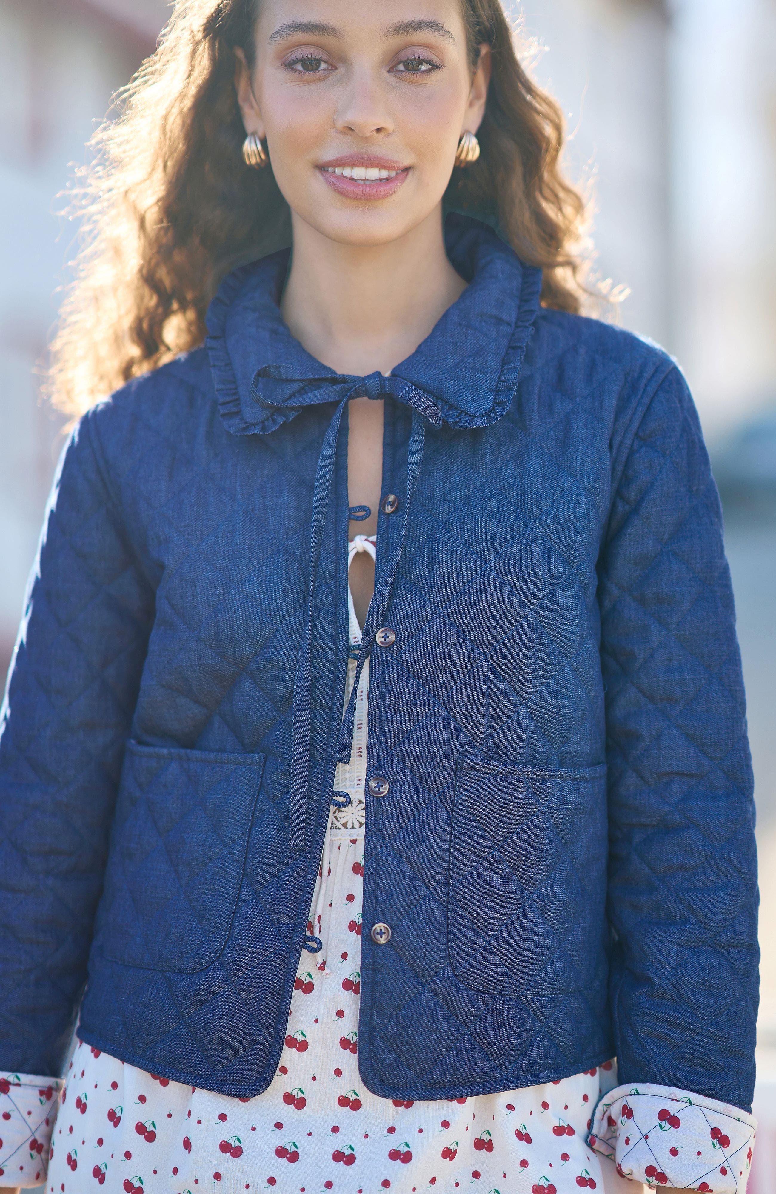 Chambray Quilted Jacket (Women) | Nordstrom