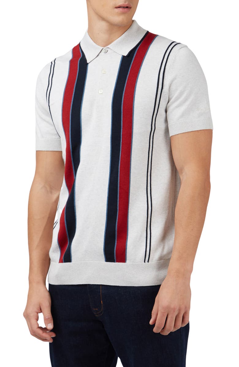 Ben Sherman Vertical Stripe Polo Sweater, Main, color, 