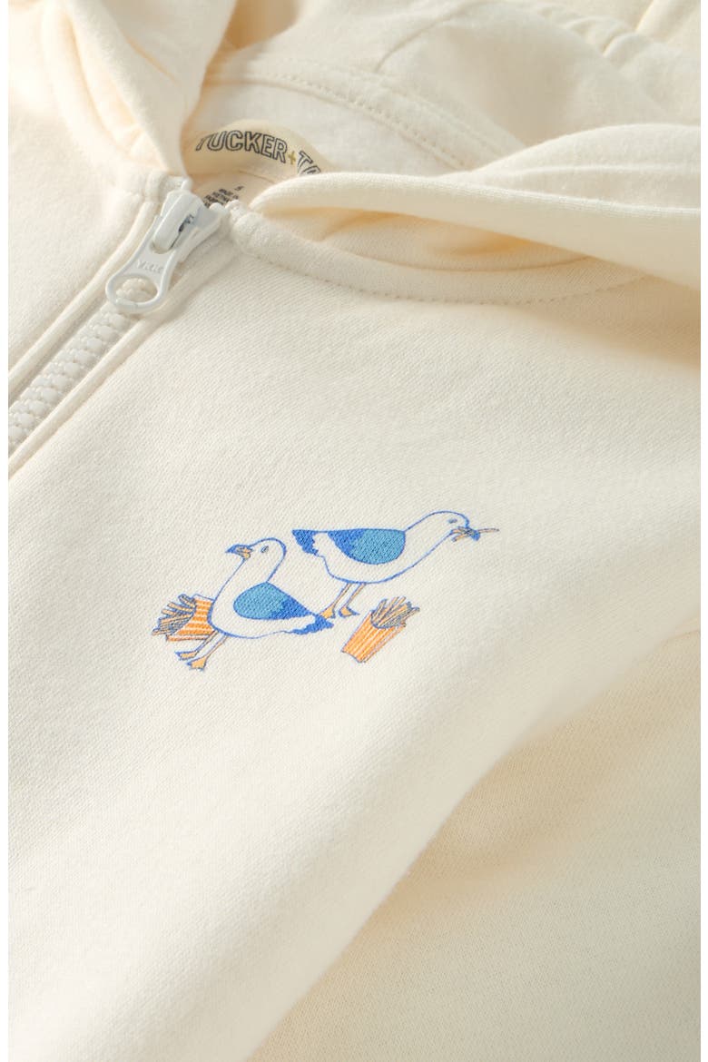 Kids' Graphic Fleece Hoodie, Alternate, color, IVORY EGRET - SEAGULL SNACKS
