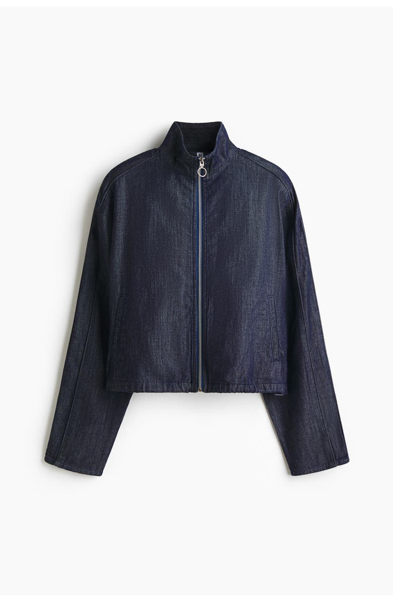 H&M Sporty Denim Jacket, Main, color, Dark Denim Blue