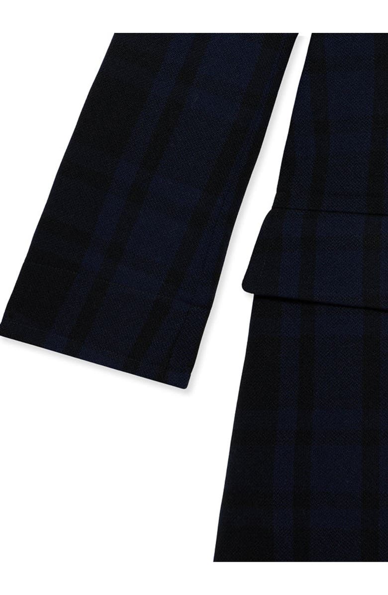 Fortela Winston Double-Breasted Checked Wool Coat, Alternate, color, Navy Blue