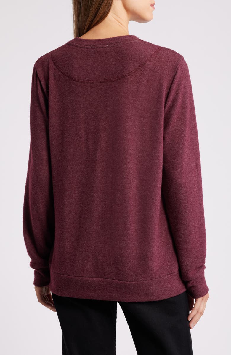 Loveappella Crewneck Brushed Jersey Top, Alternate, color, Plum