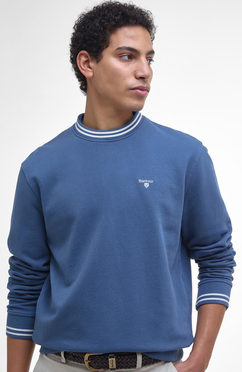 Barbour Rosford Tipped Cotton Crewneck Sweatshirt, Alternate, color, Dark Denim