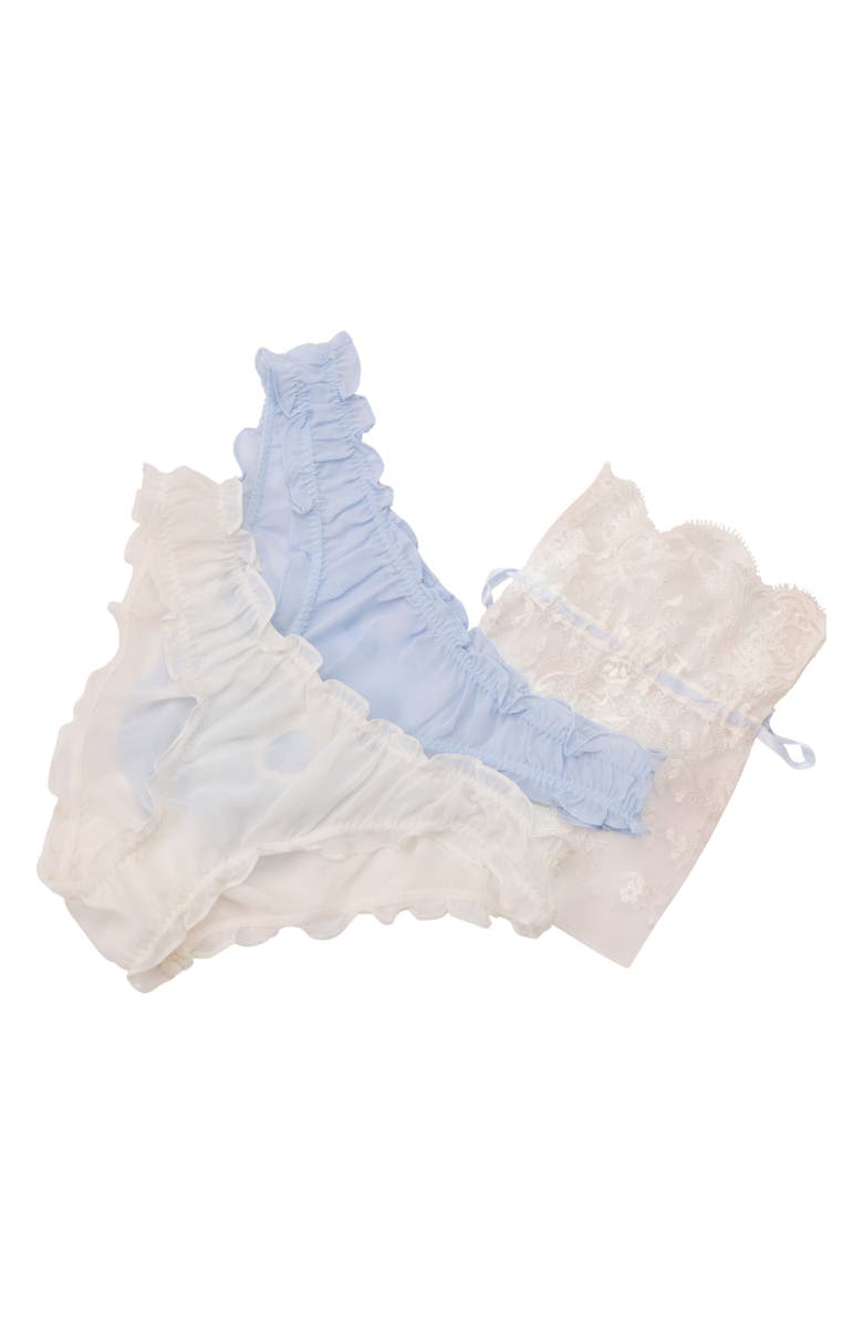 Rya Collection Sweetie Assorted 2-Pack Ruffle Chiffon Briefs, Alternate, color, Ivory/ Blue