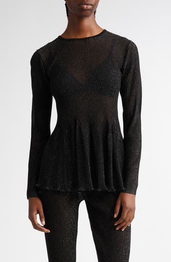 Cfcl Hypha Lucent Glitter Pintuck Flare Top In Black-multi