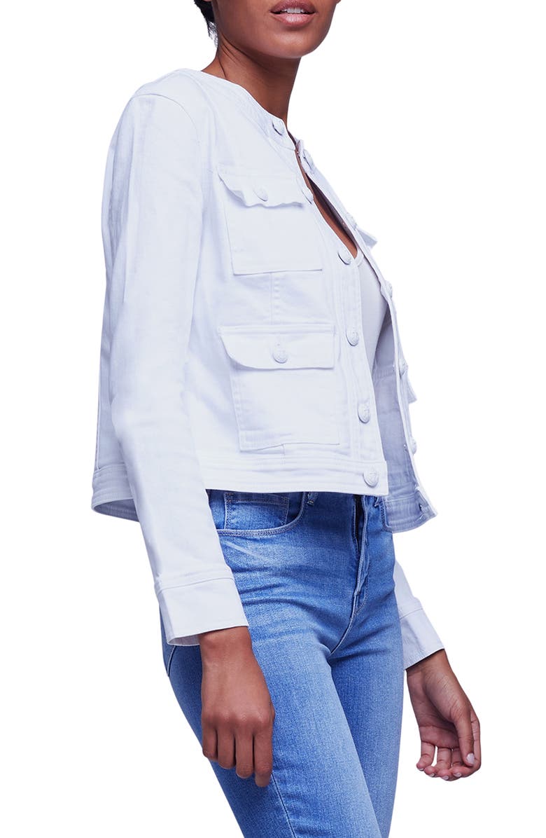 L'AGENCE Yari Collarless Stretch Cotton Jacket, Alternate, color,