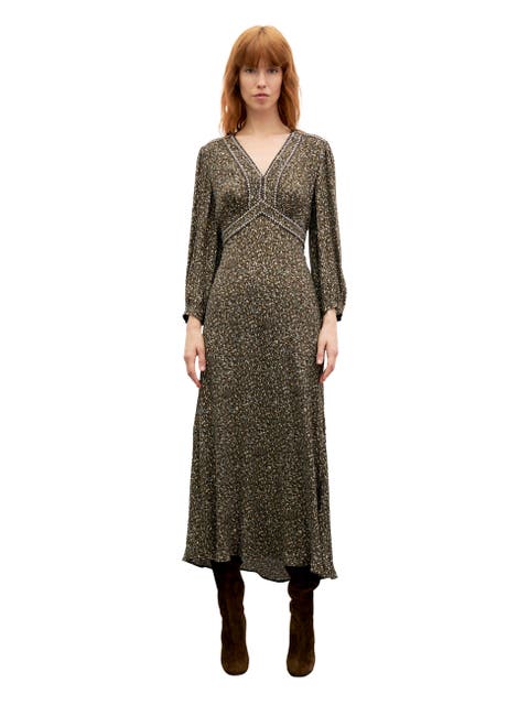 Caryl Abstract Print Midi Dress