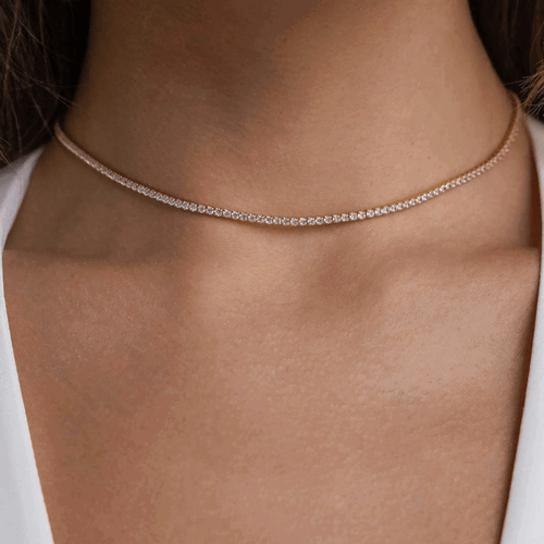 Hollywood Sensation Elegant Cubic Zirconia Choker Tennis Necklace In Gold