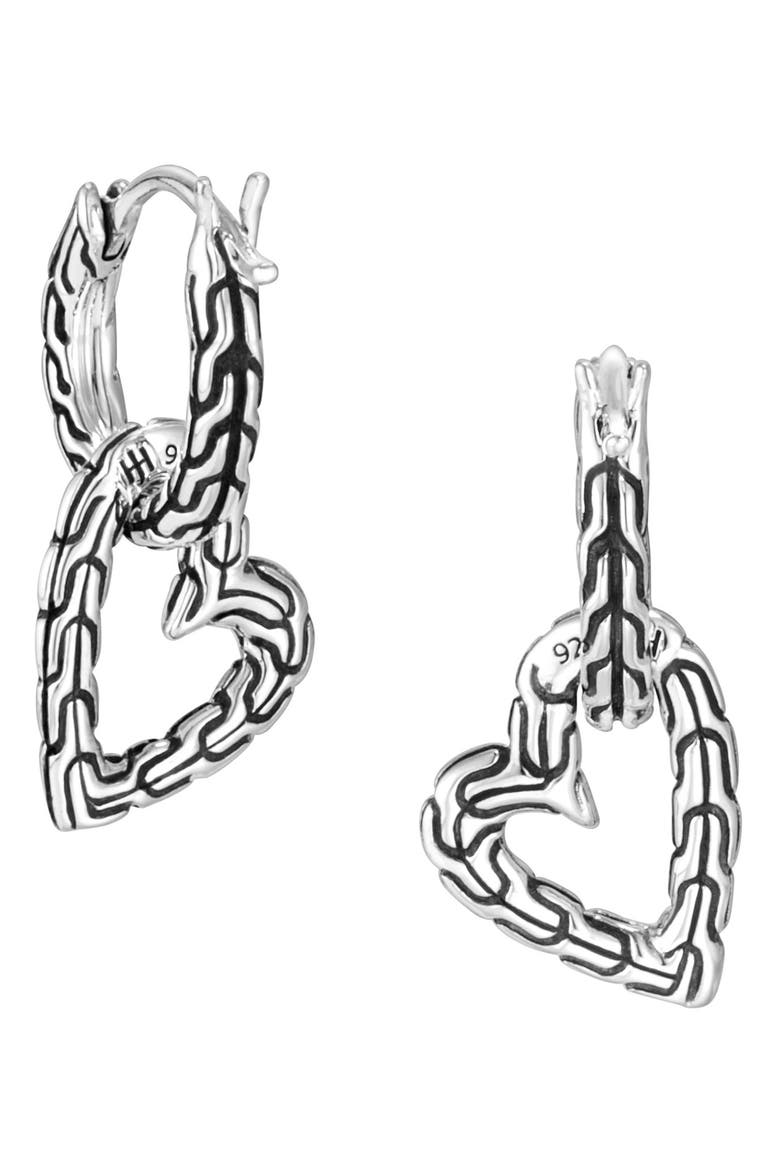 Classic Chain Sterling Silver Heart & Huggie Hoop Earrings, Alternate, color, SILVER
