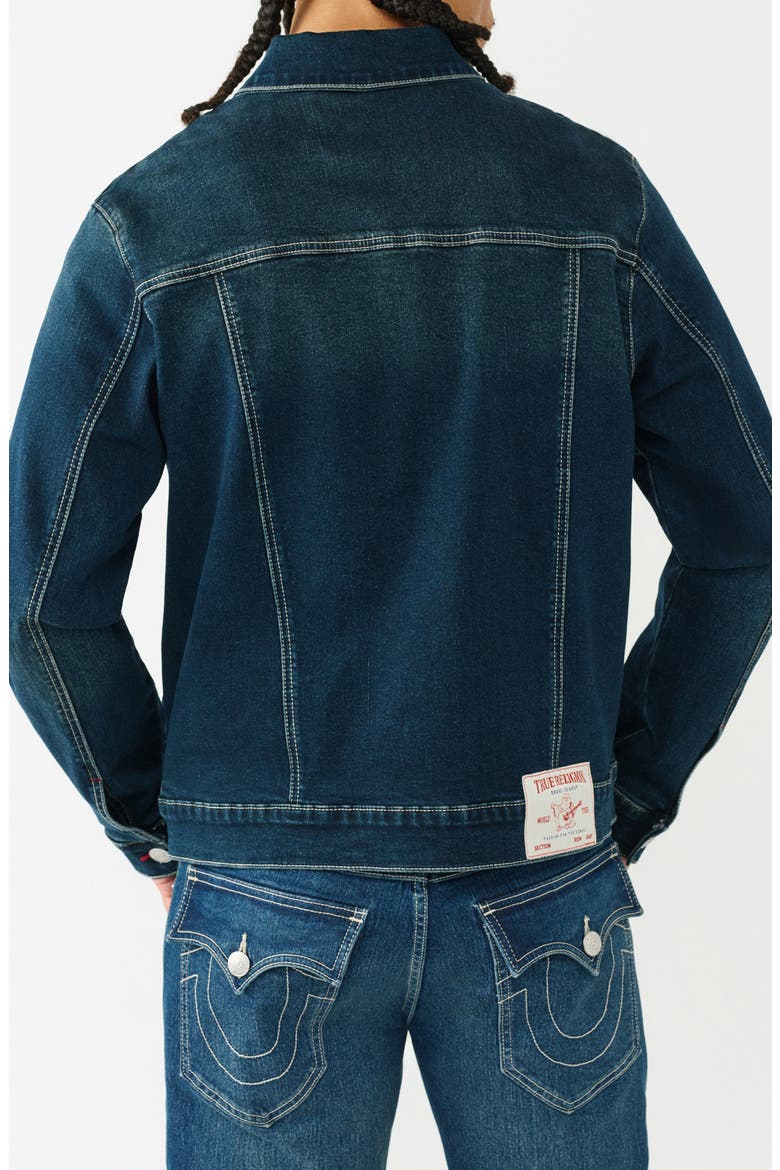 Ladder Stitch Denim Jacket, Alternate, color, DARK HAWKS EYE