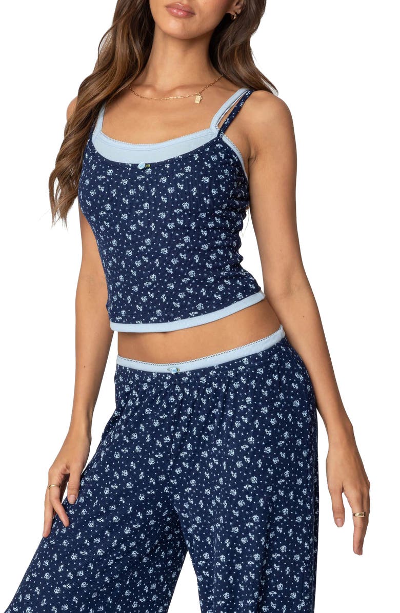 EDIKTED Flowerbed Layered Camisole, Alternate, color, Blue