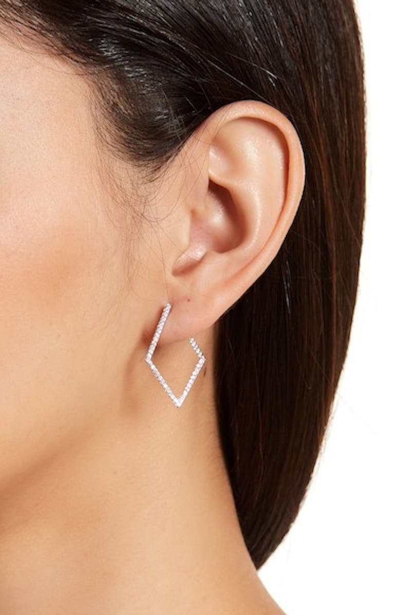 Adornia Set of 2 Cubic Zirconia Hoop & Front/Back Earrings, Alternate, color, Silver