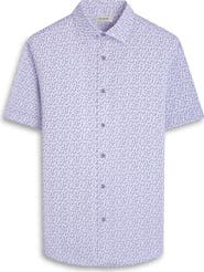 Bugatchi Miles OoohCotton® Jack Russell Print Short Sleeve Button-Up Shirt