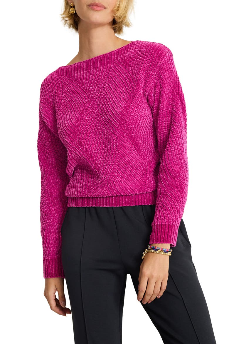 Luna Chenille Bateau Neck Sweater, Main, color, MAGENTA MAGIC