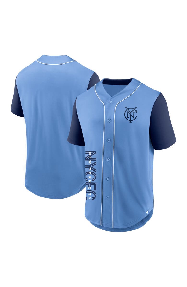FANATICS Men's Fanatics Branded Light Blue New York City FC Balance Fashion Baseball Jersey, Main, color, 