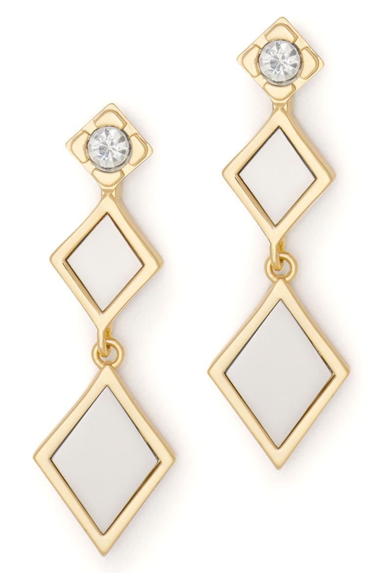 Nila Drop Earrings, Main, color, CLEAR/ TWO TONE